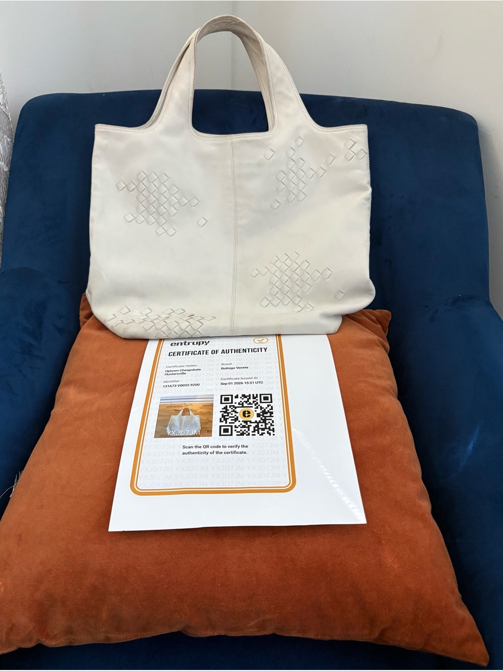 VTG 2000s Bottega Veneta White Leather “Regent” Tote with Intrecciato Motifs